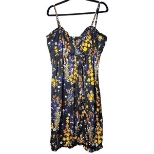 H&M Sundress Floral Satin Slip  Dress Spaghetti Strap Size 14